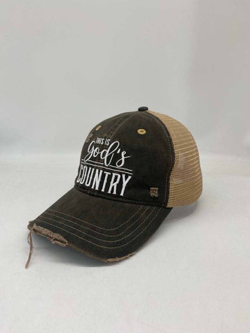 God’s Country Distressed Embroidered  Cap