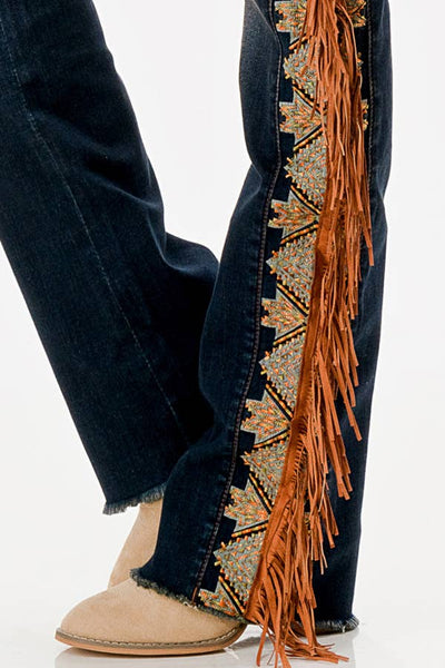 Tassel Trim Sides Mid-Rise Boot Cut 32" | EB-81723-32 : 32" / 32