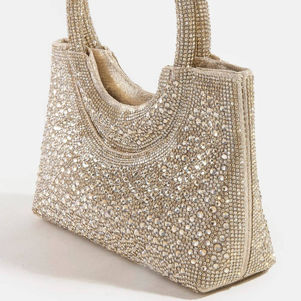 Full Rhinestone Studded Circle Handle Hand Bag: G