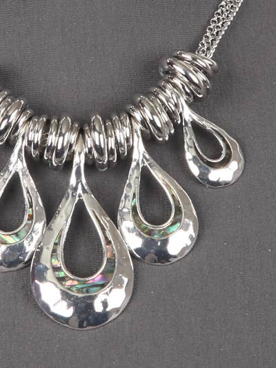 Abalone Hammered Necklace Set