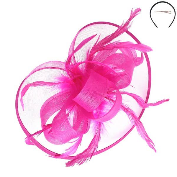 RIBBON MESH FASCINATOR HEADBAND CLIP HTH2718: Iv