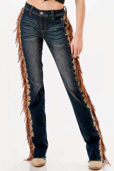 Tassel Trim Sides Mid-Rise Boot Cut 32" | EB-81723-32 : 32" / 34