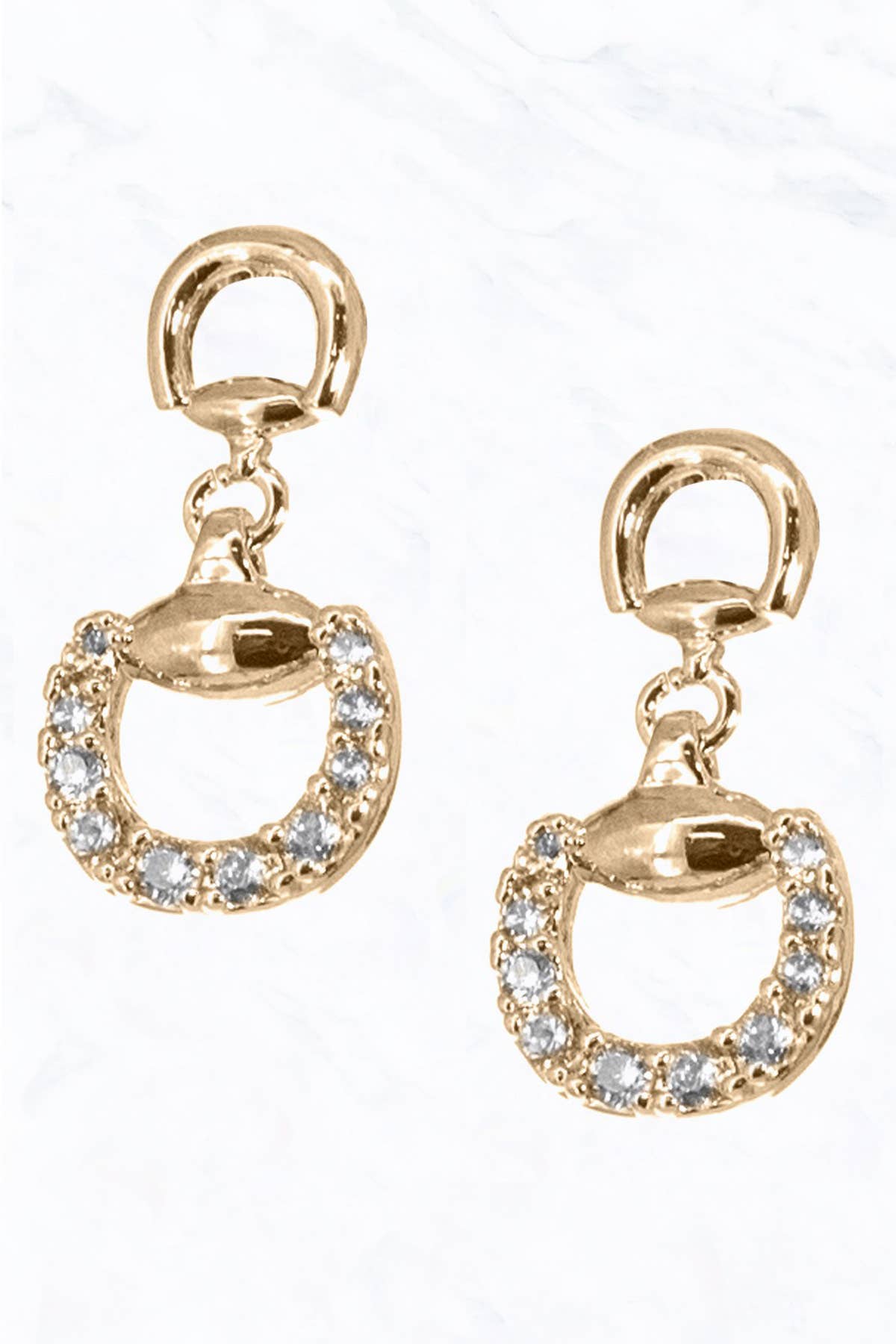Dainty Metal and Stone Stud Earrings: Gold