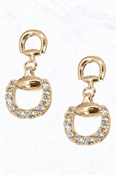 Dainty Metal and Stone Stud Earrings: Gold