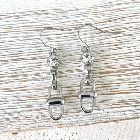 Equestrian chain link earrings: Silver