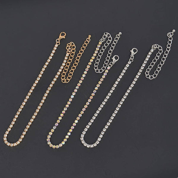 3 Layered Rhinestone Necklace: Multicolor
