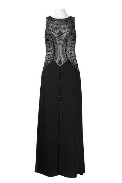 Sue Wong Sleeveless Embellished Open-Back Dress: BLACK / 2