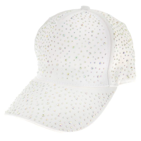 Jeweled Crystal Rhinestone Studded Baseball Cap: Black