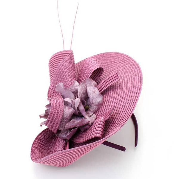 Style Bernice. Purple woven fascinator