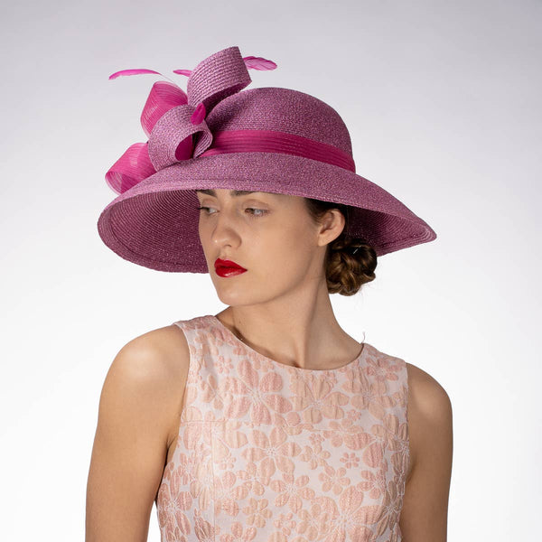 331881 Metallic Wide-Brimmed Church Hats: NAVY / Metallic