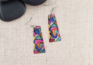 Alcohol Ink Medium Trapezoid Earrings: Pinks