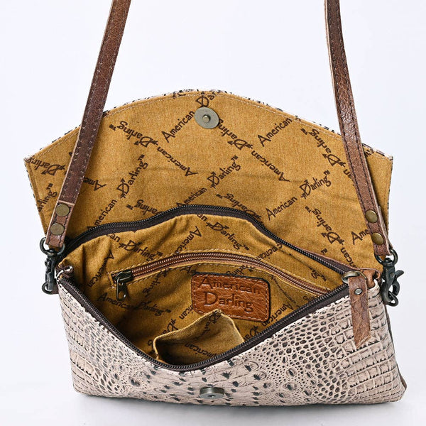 ADBGS178 Crocodile Embossed Genuine Leather Crossbody Envelope - Western Style: ADBGS178BJ