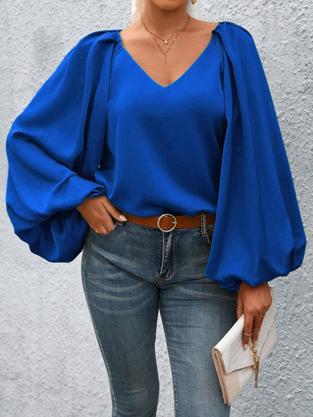 Lantern Sleeve Blouse: Cream / XL