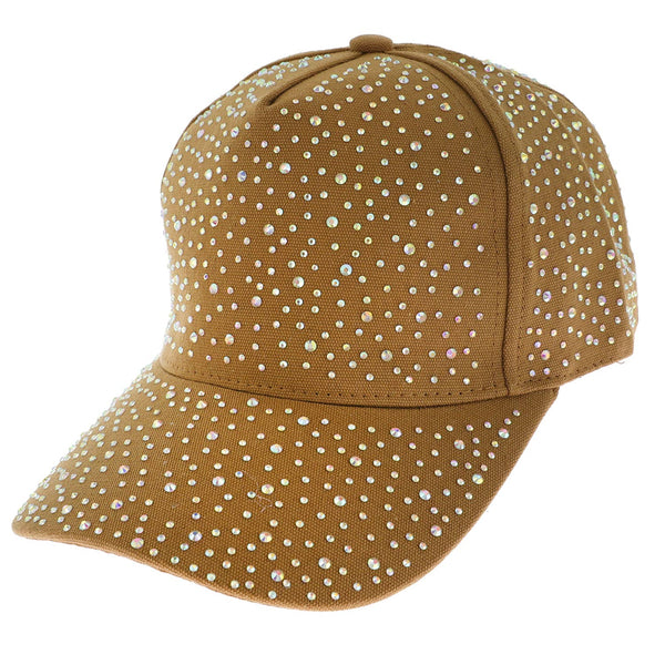 Jeweled Crystal Rhinestone Studded Baseball Cap: Black