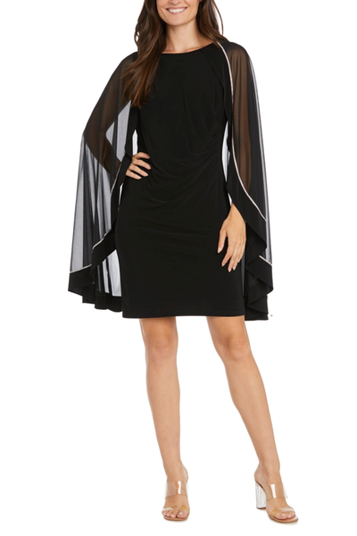 RM Richards Embellished Capelet Sheath Dress: BLACK / 18