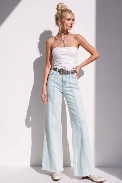 WIDE LEG PALAZZO FIT JEANS 2472PIA BLACK: Black / M