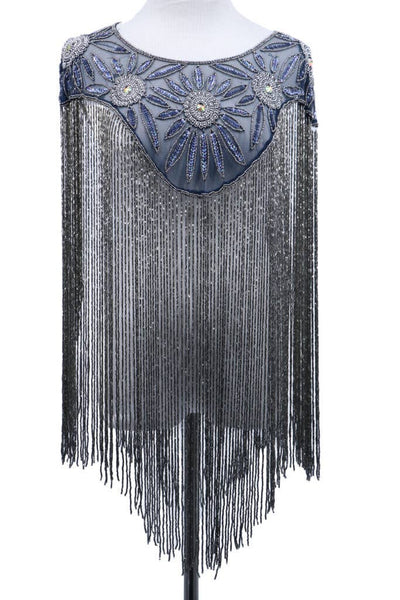 8872 - Beaded Shawl w/collar - 24" tassel