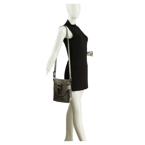 Decorative Rhinestone Crossbody Sling: Black