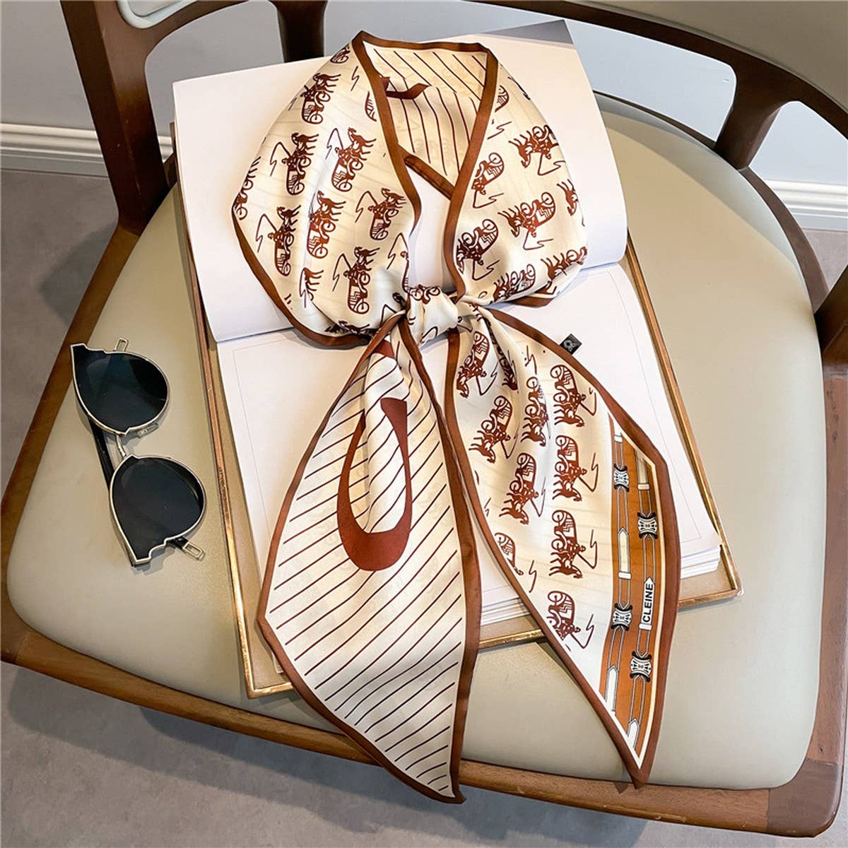 FASHIONABLE DOUBLE-LAYER NARROW SILK HEAD SCARF_CWASC1512: TYPE28 / (OS) 1