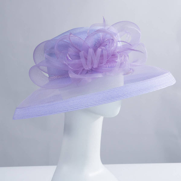 301886 Ribbon Bow Crinoline Brim Poly Straw Hats: PP / NAVY