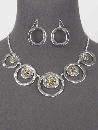FR6461 Silver_Hematite Disc Graduate 2-Open Circle Set