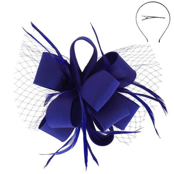 Feathered Loopy Sinamay Fascinator : Grey