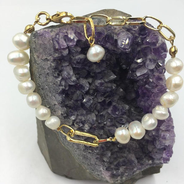 1D7G white f.w. pearl gold plated