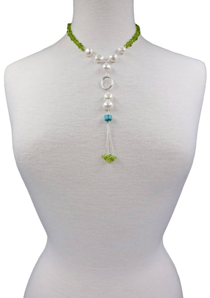 Gemstones & Pearl Tassel Necklace: Amethyst