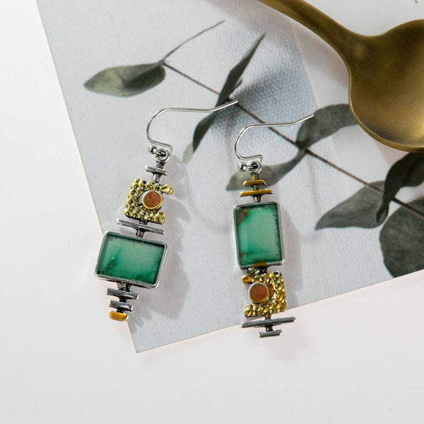 Asymmetric Earrings E3586: Green