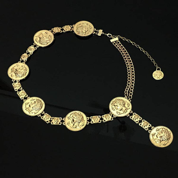 Coins Tassel Waist Chains WA0227: Gold