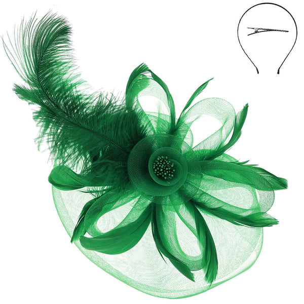 Debry Peacock Feather Rose Fascinator Headband : Royal Blue