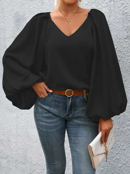 Lantern Sleeve Blouse: Cream / XL
