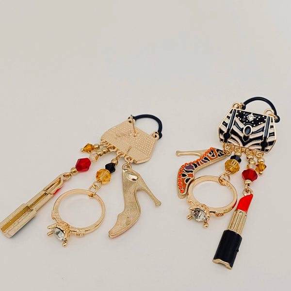 Ladies' Enamel Bag Lipstick High Heel Pendant Earrings: As shown in the figure