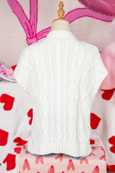 Fashion-W Cable Knit Satin Bowknot Short Sleeve Sweater: Brown / Missy / L