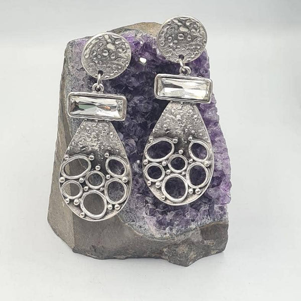 Mosaic Drop Statement Earrings: Clear crystal