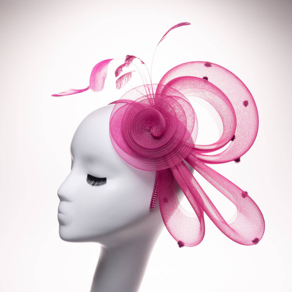 Crinoline Flower Bow Feather Headband Fascinator Cocktail: Gold
