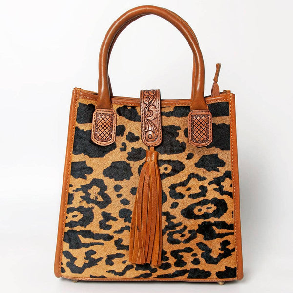 LC-ADBGA279 American Darling Cowhide Tote with Tooled Leather & Tassel Genuine Hair-On Hide: ADBGA279C