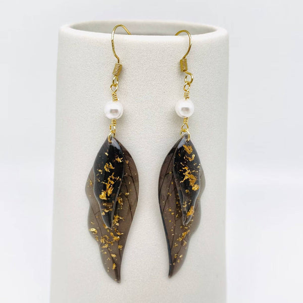 Colorful Double Butterfly Wings Dangle Earrings: Pearl-Light Blue
