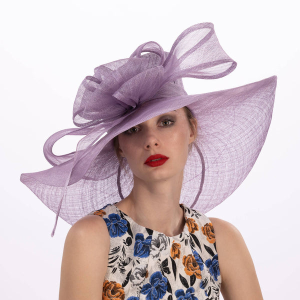 Large Wrapped Abstract Bow Sinamay Hat | 116033: Silver