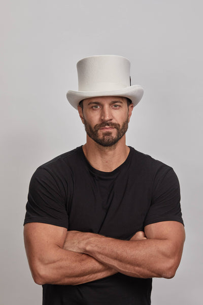 Lightweight Wool Top Hat - Style Majestic: White / LG