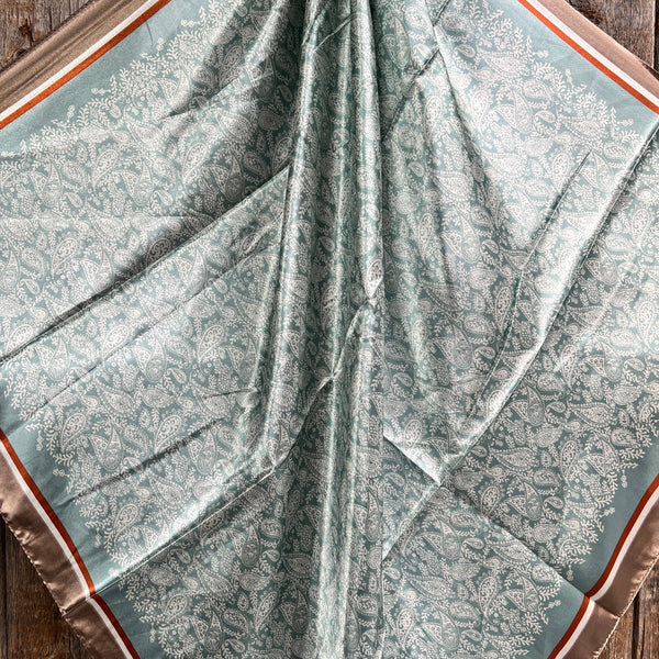 35X35"  Seafoam & Cream Paisley Wild Rag/Scarf WR3410