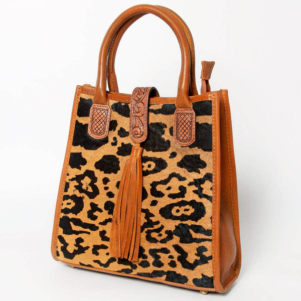LC-ADBGA279 American Darling Cowhide Tote with Tooled Leather & Tassel Genuine Hair-On Hide: ADBGA279C