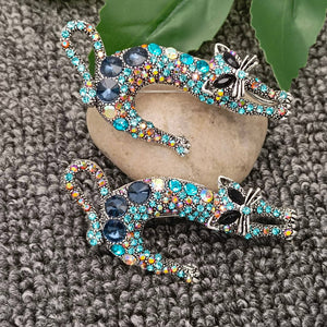 1Pc Colorful Rhinestone Creative Lazy Cat Brooch