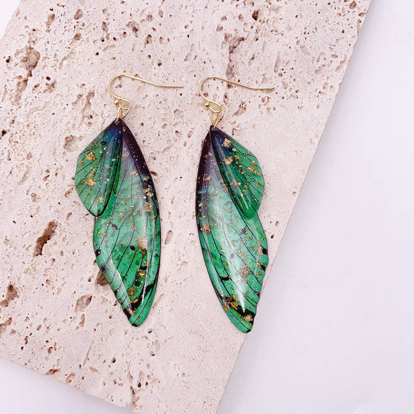 Gradient Cicada Wings Butterfly Wings Earrings: F