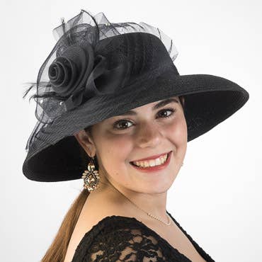 301729 Black Med Straw Lamp W/Crino Bow: WHITE / PP