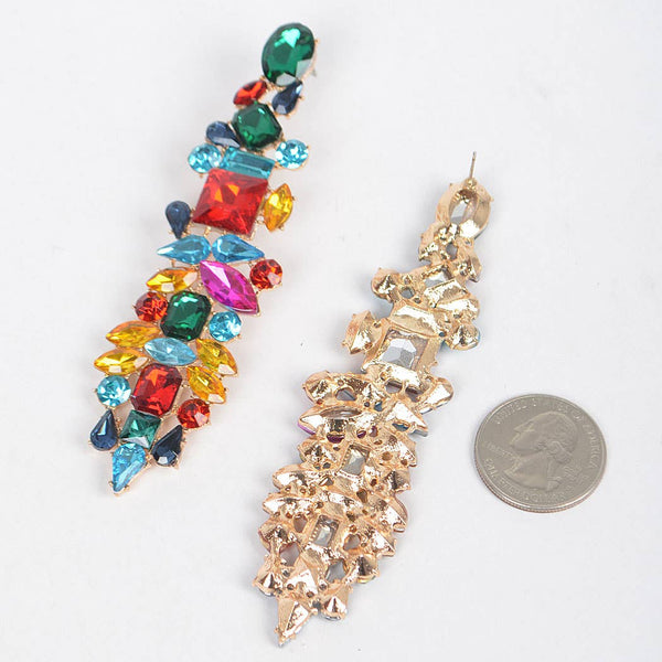 Multi Rhinestone Earring: Multicolor