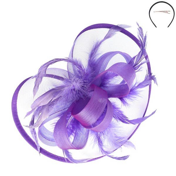 RIBBON MESH FASCINATOR HEADBAND CLIP HTH2718: Iv