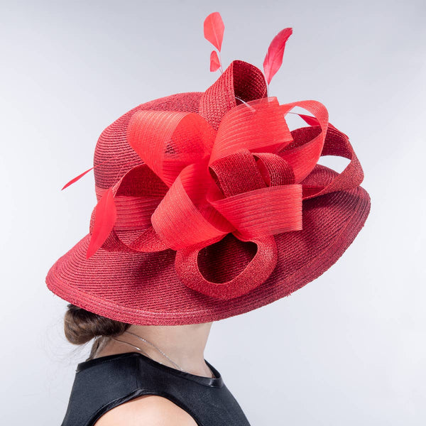 331881 Metallic Wide-Brimmed Church Hats: NAVY / Metallic