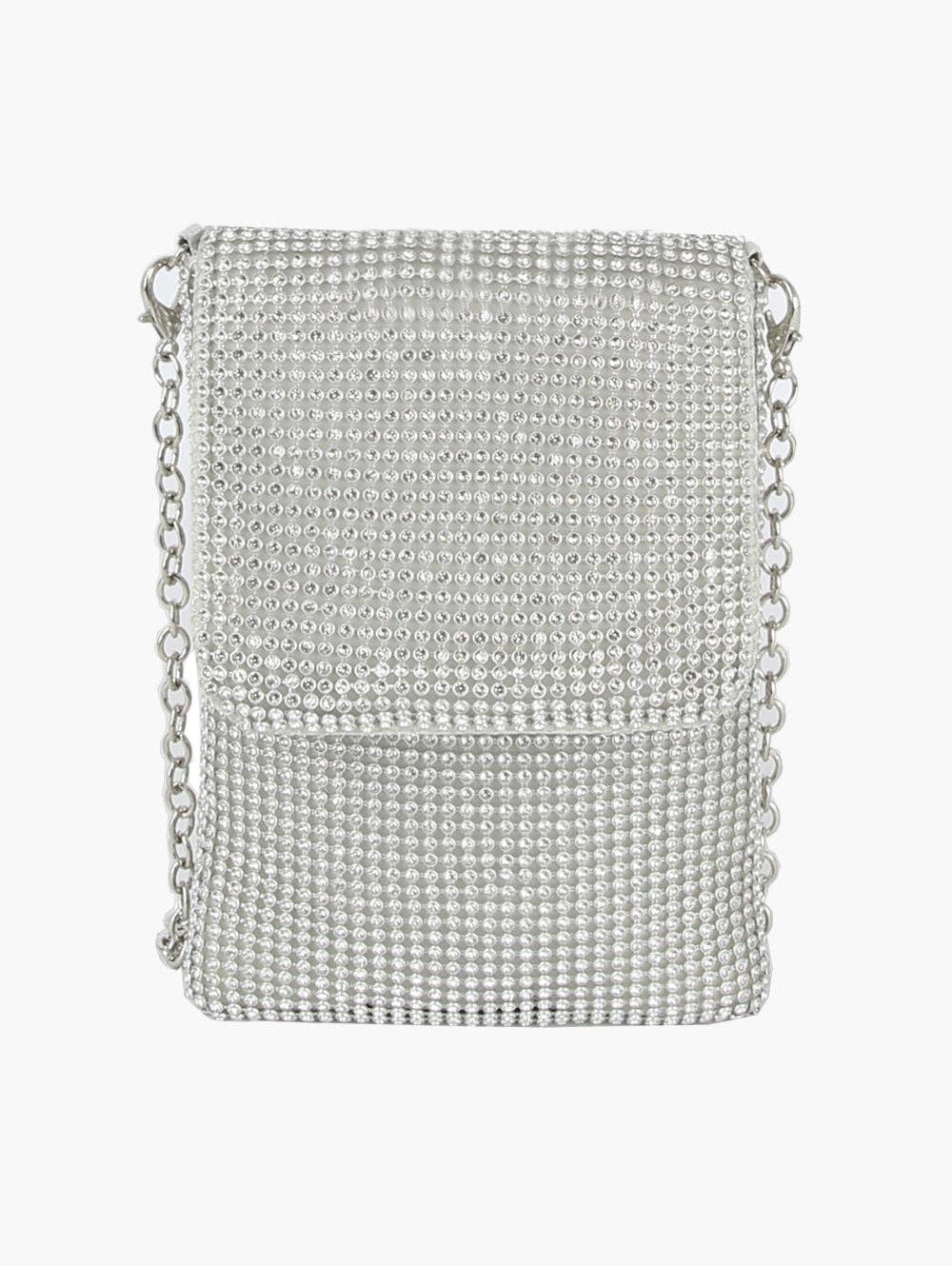 Evening Clutch Purse Mesh Crossbody Bag: SILVER