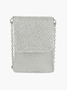Evening Clutch Purse Mesh Crossbody Bag: SILVER